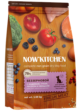 NOW’ Kitchen Fresh Grain-free Large Puppy Беззерновой сухой корм для щенков крупных пород со свежей индейкой, уткой, лососем