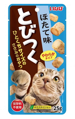 Inaba Лакомство Tobitsuku для кошек запеченные трубочки со вкусом морского гребешка