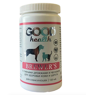 GOOD DOG HEALTH мультивитаминный комплекс для кошек и собак с пивными дрожжами и чесноком для здоровья коши и шерсти