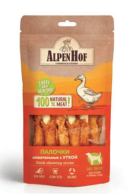 AlpenHof лакомство для собак средних и крупных пород Жевательные палочки с уткой