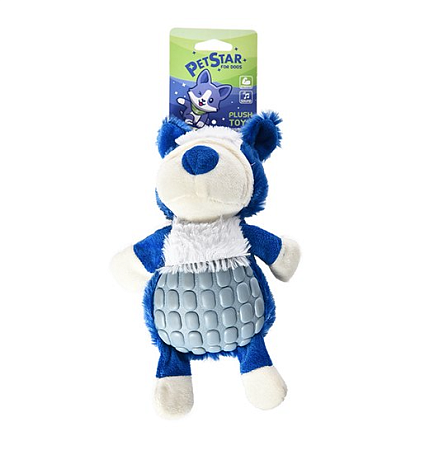 Купить petstar Игрушка Мишка для собак, с пищалкой, плюшевая с резиновой вставкой, синий