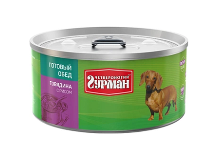 Купить Четвероногий Гурман Готовый обед консервы для собак, говядина с рисом 