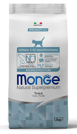 Купить monge cat speciality line monoprotein Сухой корм для котят и беременных кошек, из форели