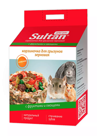 Купить Султан Лакомство для грызунов Корзиночка зерновая с фруктами и овощами