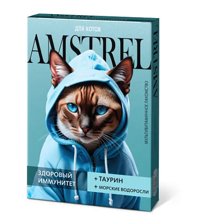 Купить amstrel мультивитаминное лакомство для кошек "Здоровый иммунитет" с таурином и морскими водорослями