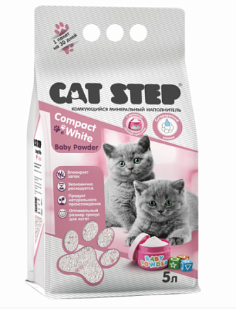 Купить cat step Комкующийся минеральный наполнитель "baby powder" для котят