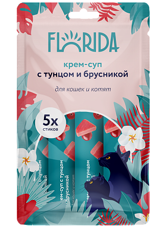 Купить florida лакомство Крем-суп для котят и кошек с тунцом и брусникой