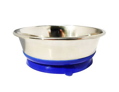Homepet Premium миска металлическая на синей силиконовой подставке с присоской для собак и кошек
