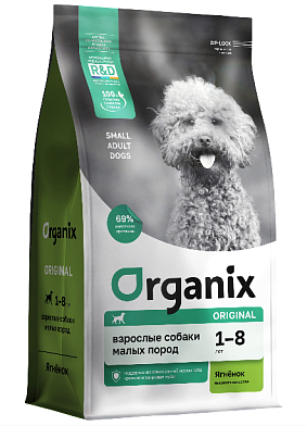Organix сухой корм для взрослых собак малых пород с ягненком, фруктами и овощами