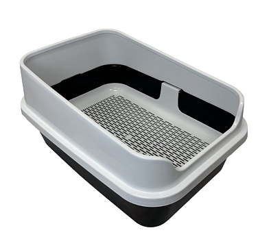 HOMECAT Комфорт плюс туалет для кошек с бортиком и сеткой черно-белый