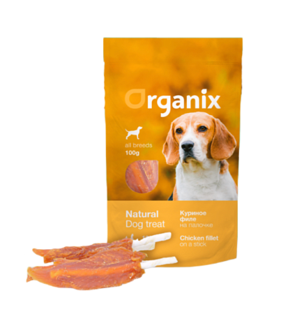 Купить organix лакомство для собак «Куриное филе на палочке» 100% мясо