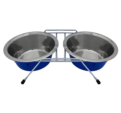 Tappi Хади миска металлическая нескользящая на подставке для собак и кошек, синяя