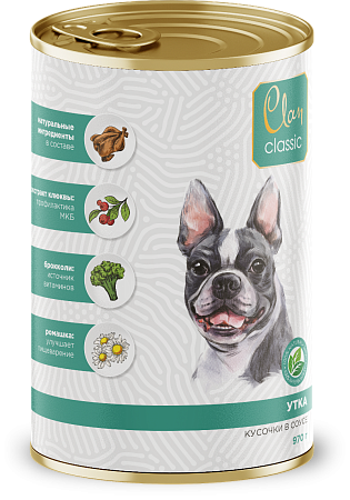 Купить clan classic консервы для собак кусочки в соусе с уткой
