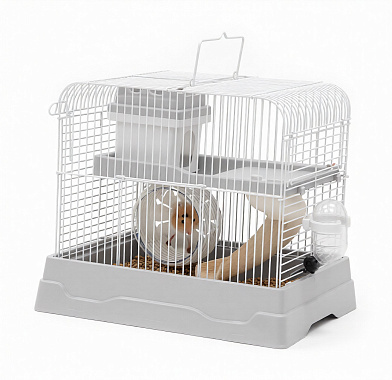 №1 клетка для хомяков 2-этажная прямоугольная, укомплектованная, серая