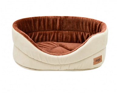 ZOOexpress лежанка овальная «Classic» для кошек и собак искусственная замша, кремовая