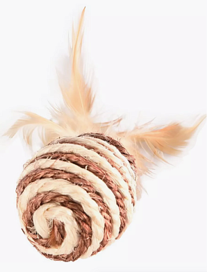 PetStar игрушка для кошек МЯЧИК сизалевый, с пером шоу 