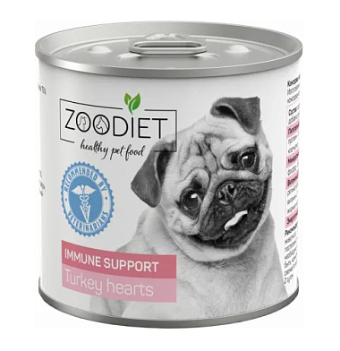 Четвероногий Гурман Zoodiet Immune Support Turkey Hearts консервы для взрослых собак для поддержания иммунитета, с индюшиными сердечками