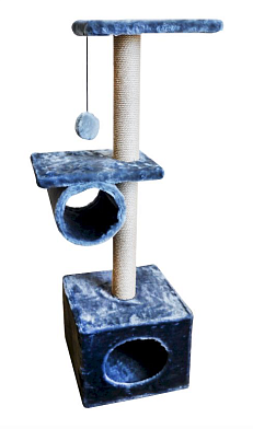 ZOOexpress комплекс для кошек куб 2 полки с трубой, мех однотонный