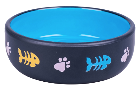 Купить mr.kranch миска керамическая для собак икошек, черная с голубым