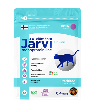 Купить jarvi сухой монопротеиновый полнорационный корм для стерилизованных кошек и кастрированных котов с индейкой