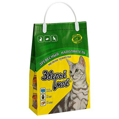 Зверье Мое Наполнитель для кошек древесный, мелкие гранулы