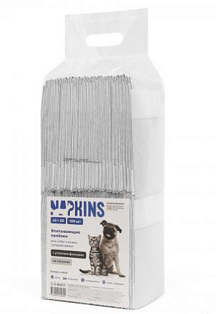 Купить napkins premium black впитывающие пелёнки для собак и кошек с угольным фильтром 45x60 см