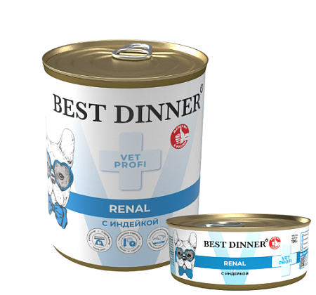 Купить  best dinner vet profi renal консервы для собак с заболеваниями почек с индейкой