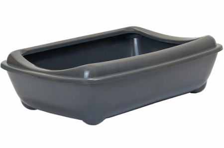 Купить yami-yami Лоток для кошек глубокий с рамкой, темно-серый