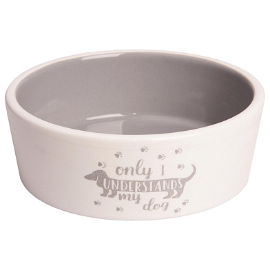 Mr.Kranch миска керамическая для собак, серая с рисунком лапки