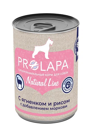 Купить prolapa natural line консервы для собак с ягненком, рисом и морковью