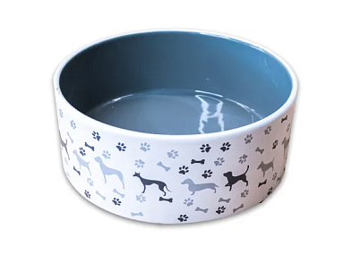 Mr.Kranch миска керамическая для собак с рисунком, серая