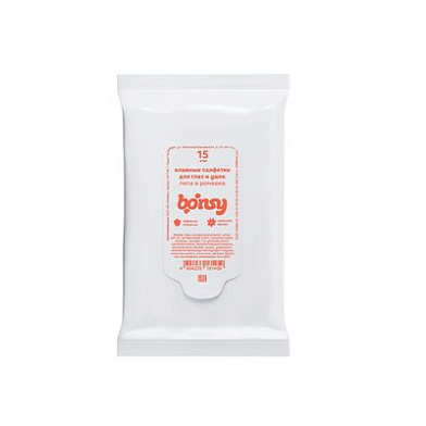 Bonsy влажные салфетки для ухода за глазами кошек и собак, с ароматом липы и ромашки