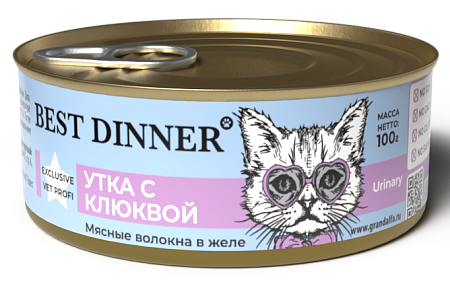 Купить best dinner exclusive vet profi urinary консервы для кастрированных кошек, профилактика МКБ с уткой и клюквой