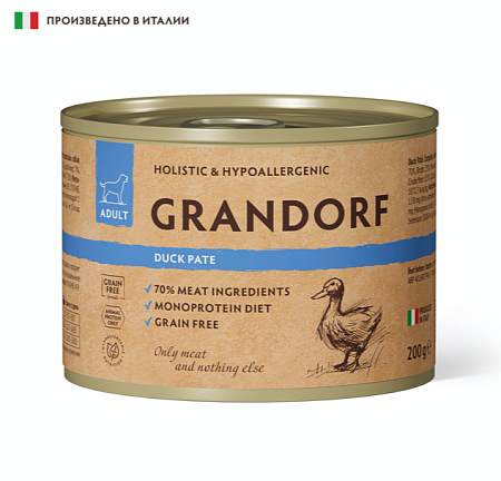 Купить grandorf Консервы для собак Паштет из утки