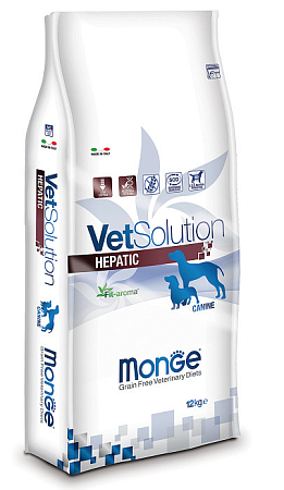 Купить monge vetsolution dog hepatic сухой корм для взрослых собак всех пород при заболеваниях печени